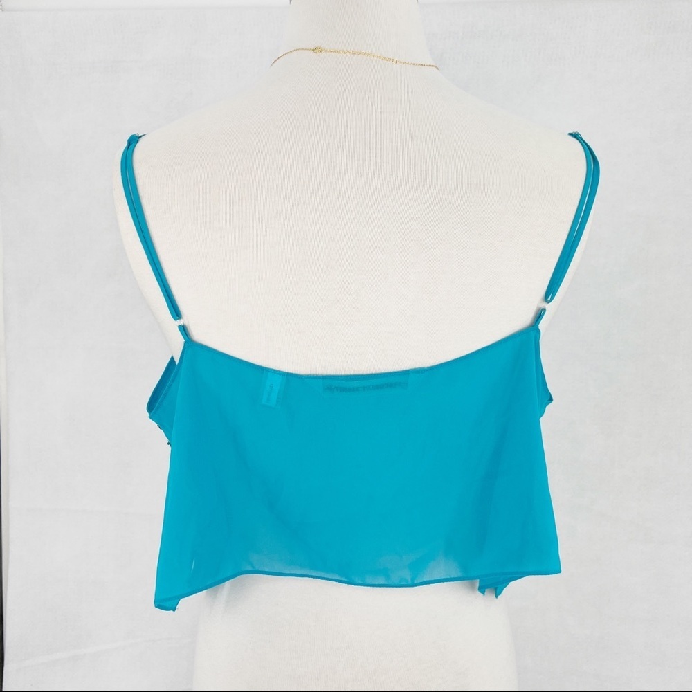 Victoria's Secret Turquoise Sheer Chiffon Sequin Beaded Cami Crop Top Size XL - Picture 3 of 5